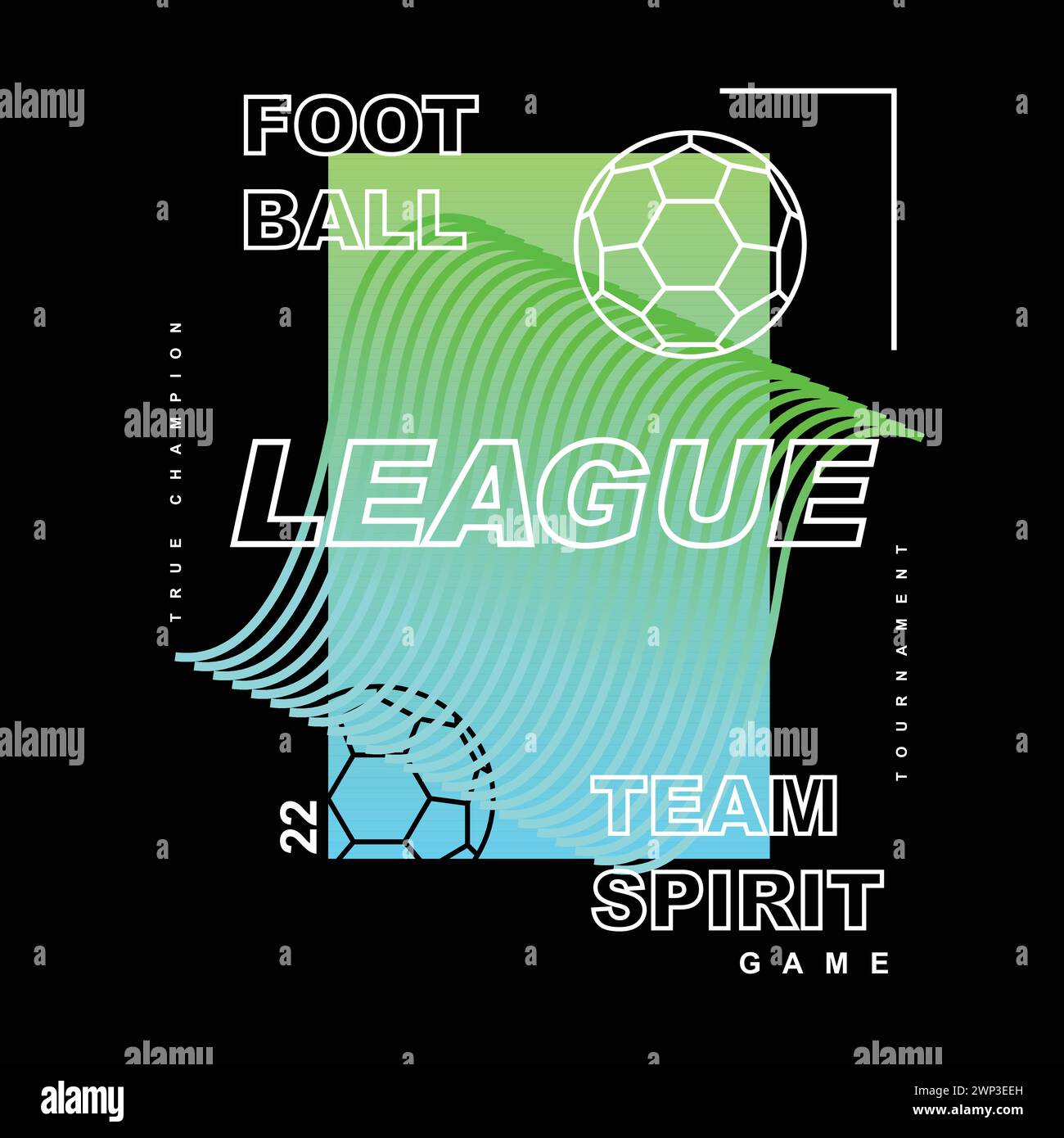 Poster palla tipografia Foot ball League squadra spirito gioco tipografico moda poster carta da parati t shirt stampa grafica vettoriale Illustrazione Vettoriale