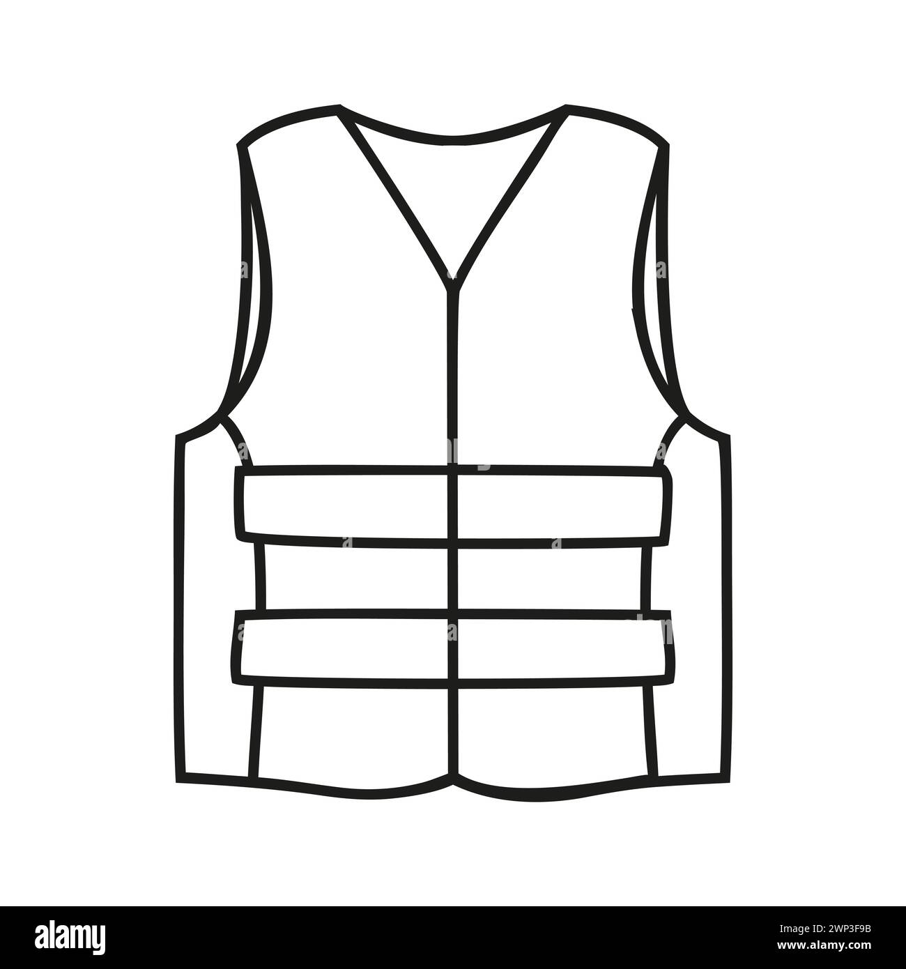 Simbolo del gilet di sicurezza, icona di silhouette piatta dallo stile semplice Illustrazione Vettoriale