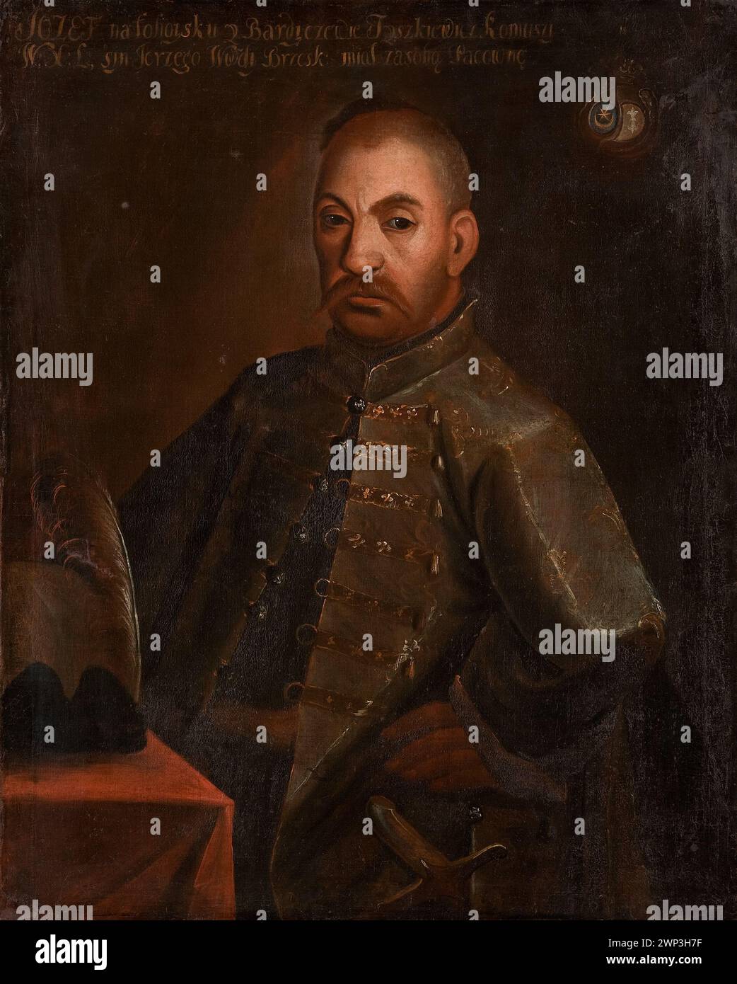 Palazzo di Łohojsk, Bielorussia, con stemmi di Gozdawa e Leliwa, parte della collezione della società per la cura dei monumenti, tra cui ritratti, carabine e ritratti con iscrizioni degli uomini sarmati. Foto Stock