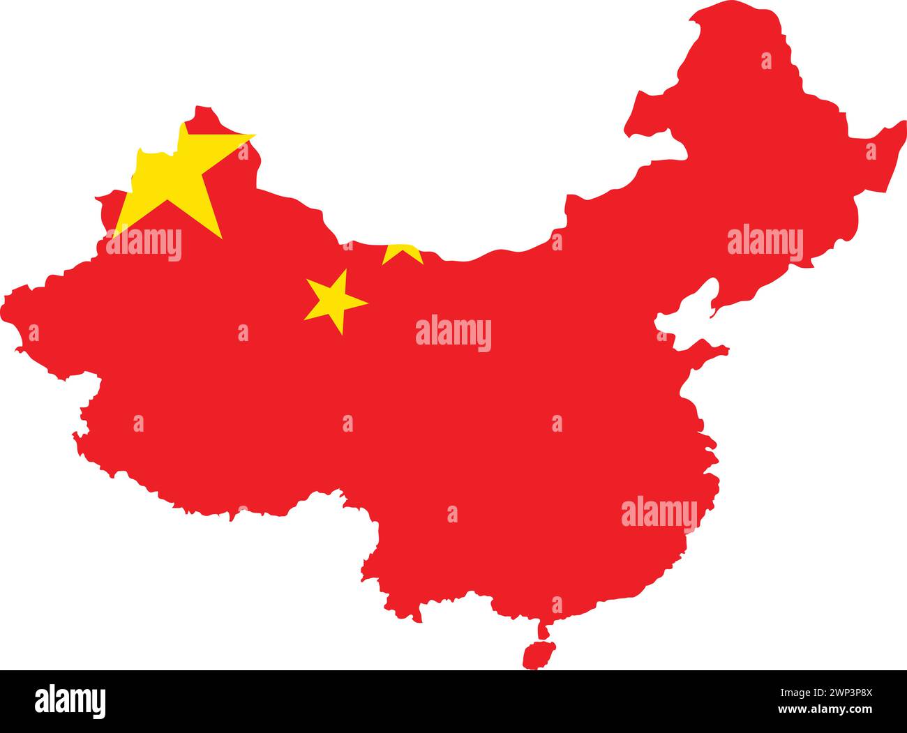 China Flag in China Map, China Map with Flag, Country Map, China with Flag, Nation Flag Illustrazione Vettoriale