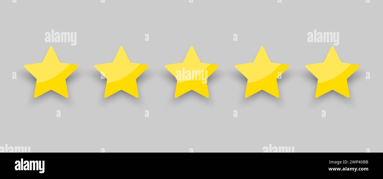 Classificazione a stelle. Illustrazione piatta con stelle dorate. Illustrazione vettoriale. Immagine stock. EPS 10. Illustrazione Vettoriale