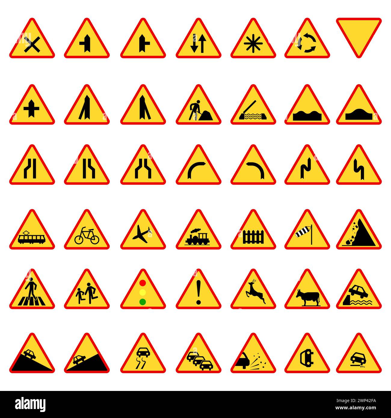 Segnali stradali prioritari. Segnali stradali obbligatori. Norme sulla circolazione stradale. Illustrazione vettoriale. immagine stock. EPS 10. Illustrazione Vettoriale