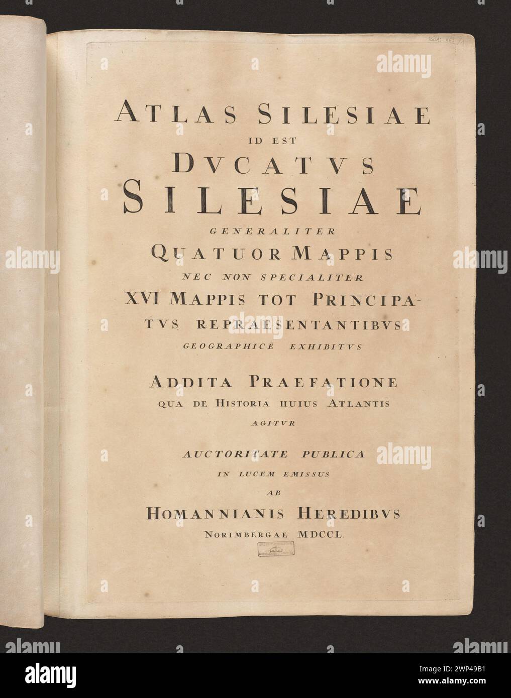 Atlas Silesiae di Johann Baptist Homann (1750), mostra geografia regionale, topografia e rappresentazione cartografica della Slesia. Foto Stock