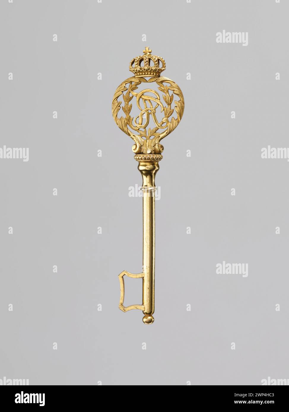 Una chiave Shambelan usata tra il 1806 e il 1827 in proprietà monogrammate sotto la corona, realizzata in metallo per scopi di sicurezza. Foto Stock