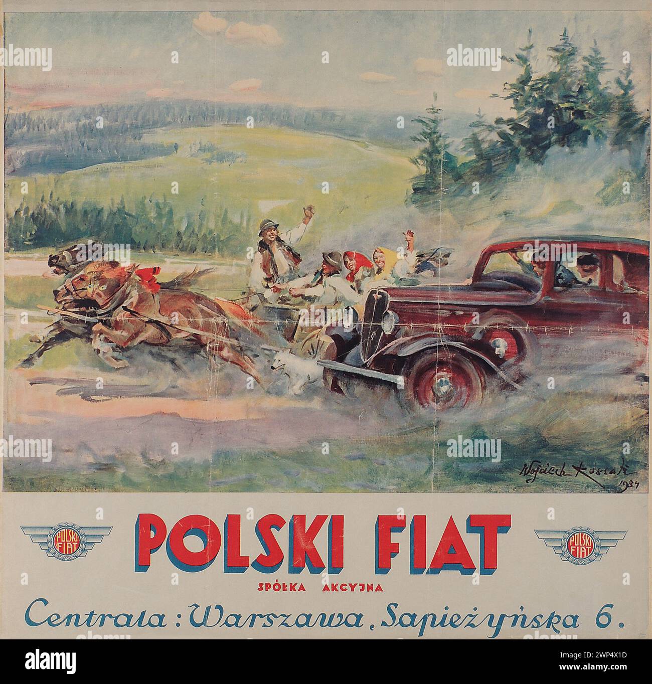 Fotografia del quartier generale polacco della FIAT SA a Varsavia, Sapieżyńska 6, nel 1934, di Wojciech Kossak, che mostra l'edificio industriale e la configurazione degli uffici aziendali durante il periodo tra le due guerre. Foto Stock