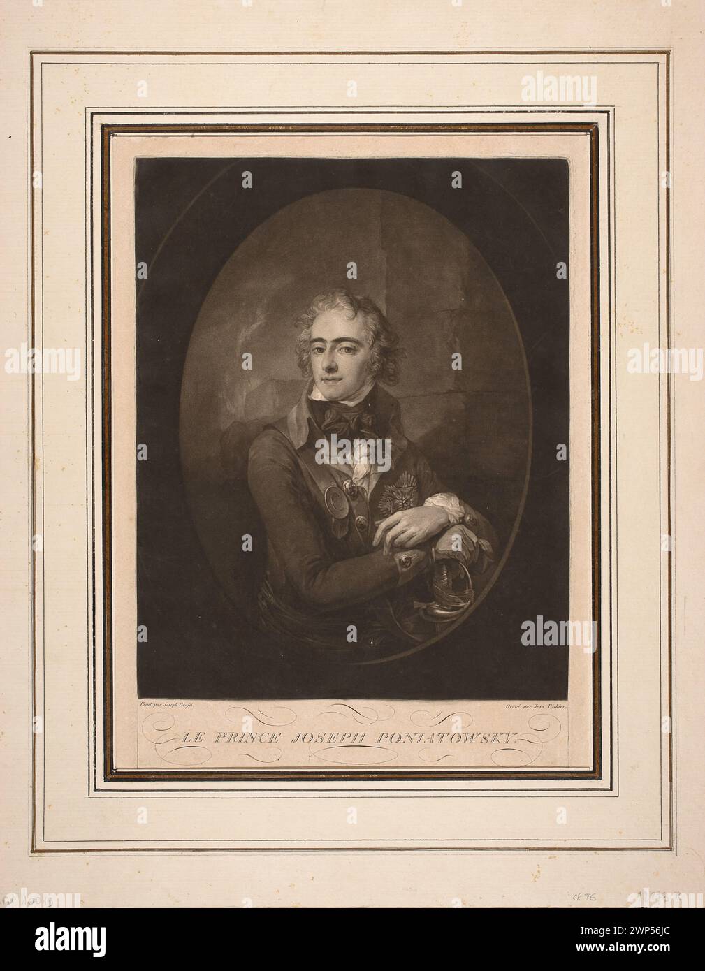 Un ritratto del tardo XVIII secolo di Józef Poniatowski in un'illustrazione di un libro, che lo mostra in abbigliamento militare, dalle collezioni Branicki e Tarnowski con provenienza documentata. Foto Stock