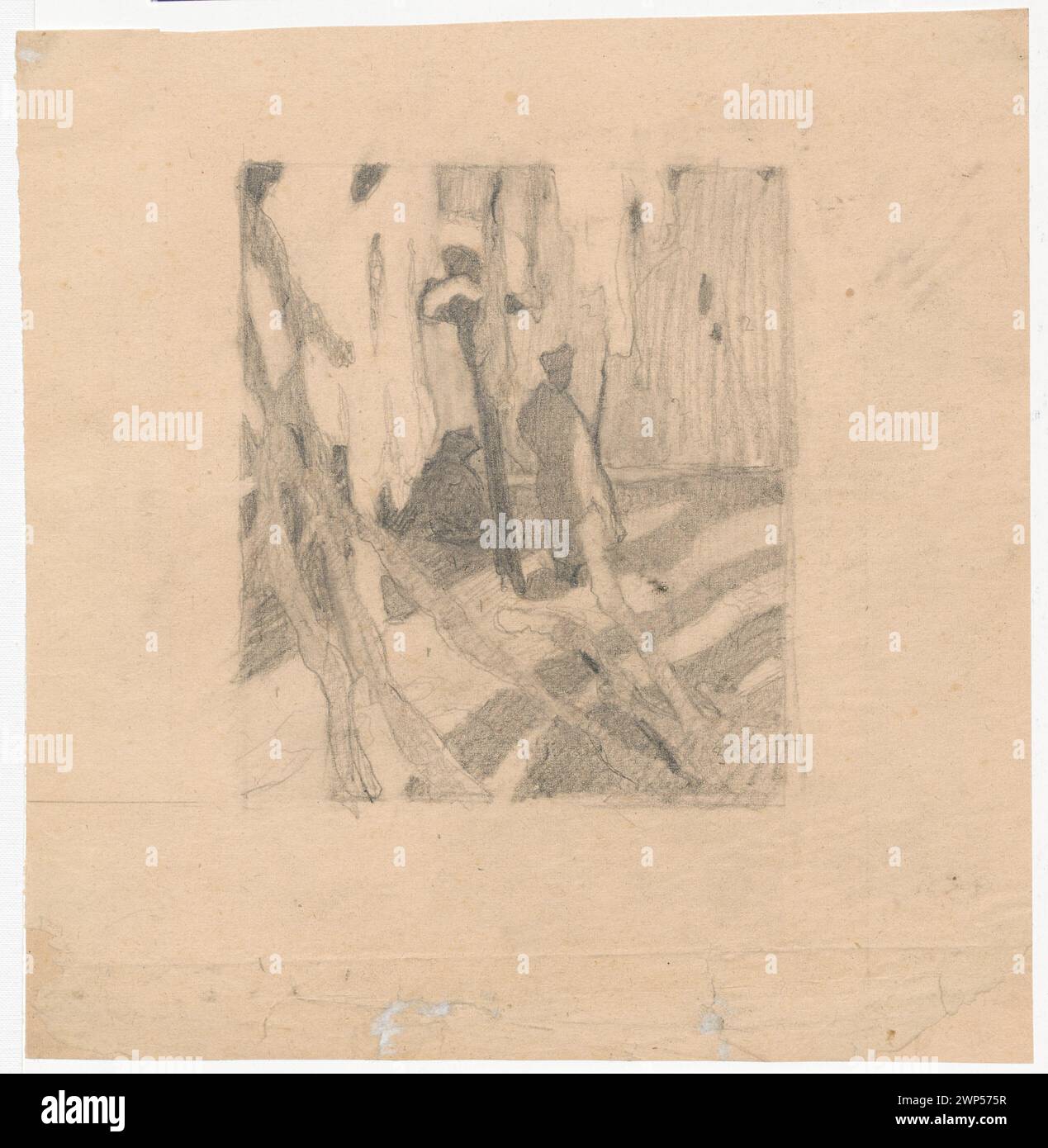 Illustrazione tratta dal 'Dzwonnik' di Henryk Sienkiewicz in Tygodnik Illustrowany, 1907, raffigurante paesaggi forestali con insorti, creati da Ferdynand Ruszczyc, documentata come parte di un progetto di illustrazione. Foto Stock