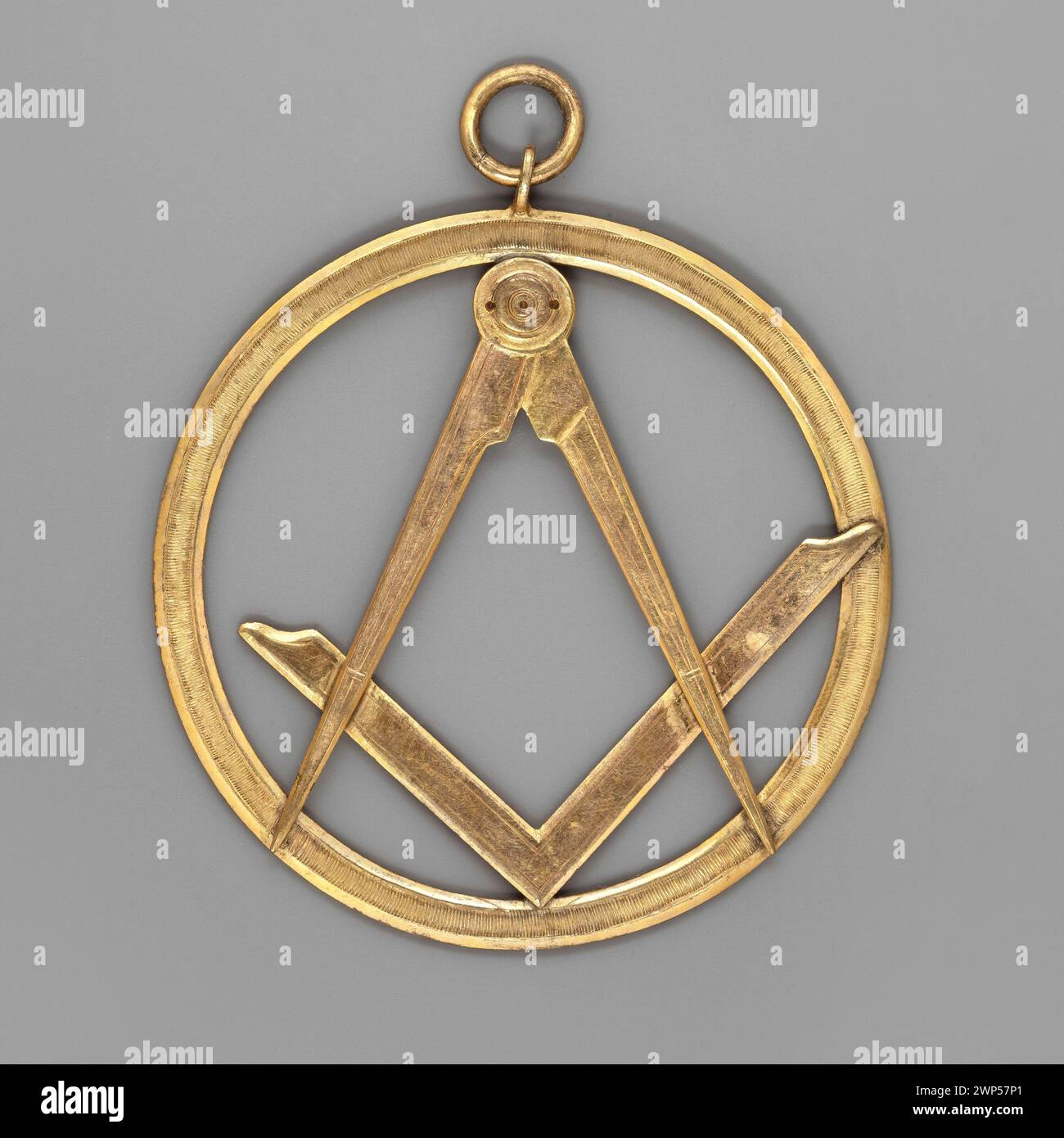 Un distintivo di Lublino del 1811 per il campione della sedia "lentamente", con la bussola massonica e gli emblemi quadrati, associati a Jan Wagner e alle logge massoniche. Foto Stock