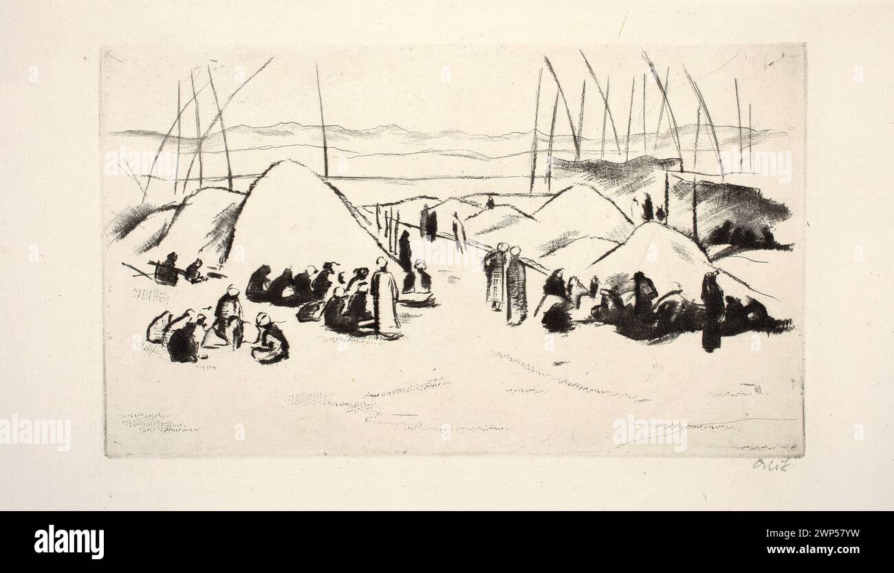 Il dipinto del 1912 di Emil Orlik "Getreidemarkt" raffigura un mercato africano con cereali, deserti e figure beduine, che riflettono lo stile modernista e le scene commerciali. Foto Stock