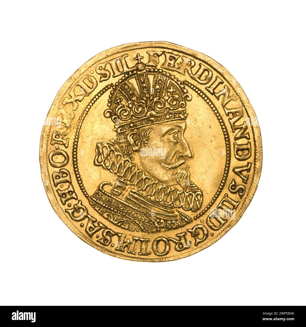 2 ducati; Ferdynand III Asburgo (imperatore romano-tedesco; 1637-1657); 1630 (1630-00-00-1630-00-00); Ferdinando III (imperatore romano-tedesco-1627-1657), Ferdynand III (imperatore romano-tedesco-1627-1657)-iconografia, Asburgo (famiglia), peso della giustizia (iconogr.), Wrocław (stemma), Krunty (iconogr.) , Stemma urbano (iconogr.), monete cittadine, busto, busto maschile, busto maschile in crisi, busto maschile in armatura, ritratto maschile a destra, ritratti, ritratti dei sovrani, scudo a quattro binari con campo cardiaco, stemma, stemma, stemma della città di Wrocław , scudi, bilance Foto Stock