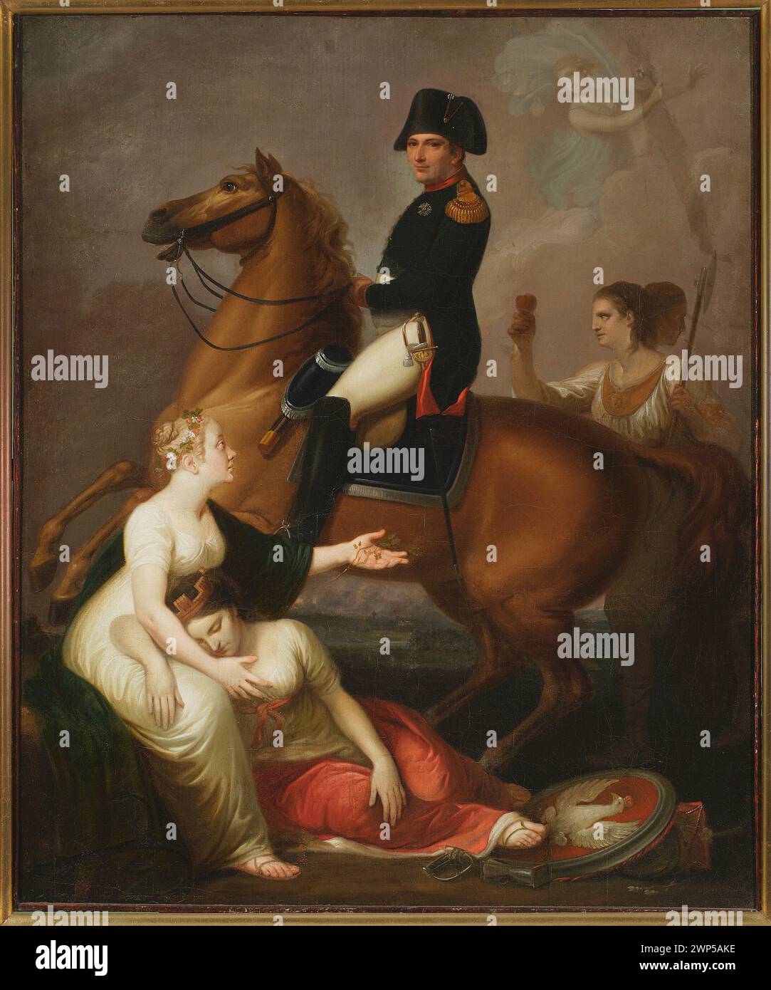 Un dipinto allegorico di Józef Peszka, creato dopo il 1810, raffigura Napoleone con figure simboliche tra cui Hekate, Iris e Hope, accanto a simboli nazionali polacchi e immagini romantiche. Foto Stock