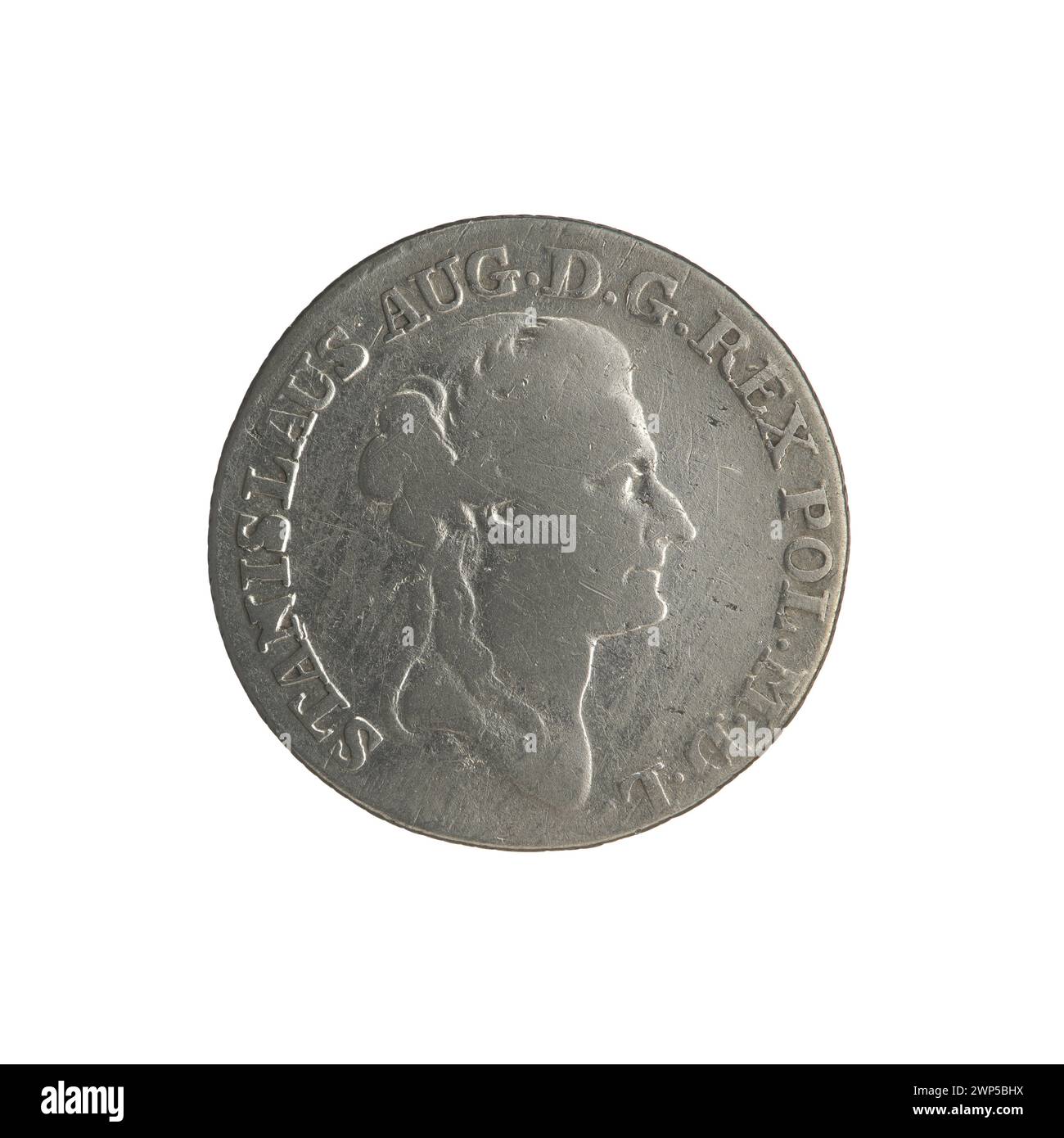 La moneta del 1786 raffigura il re polacco Stanisław August Poniatowski ed è stata coniata da Efraim Brenn. Foto Stock