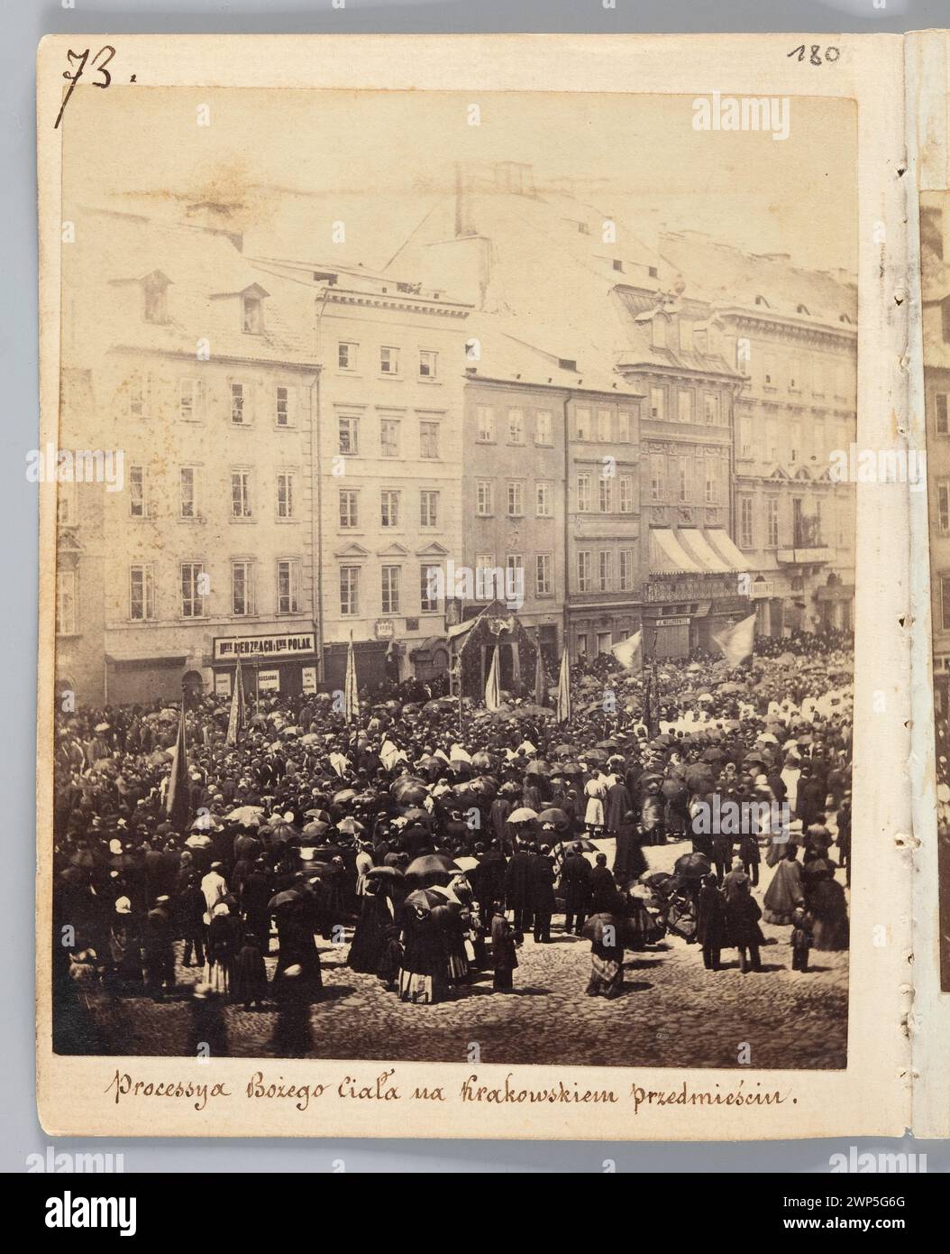 Varsavia. "Processi della CIA, nei sobborghi di Cracovia" (vista dal balcone della casa di proprietà di Malcza); Beyer, Karol (1818-1877); 4.06.1863 (1859-00-00-1863-00-00-00); Corpus Christi (festività), Krakowskie Przedmieście (Varsavia - via), Méyet, Leopold (1850-1912) - collezione, Varsavia (voivoivodato di Masovian), Dar (provenienza) Foto Stock