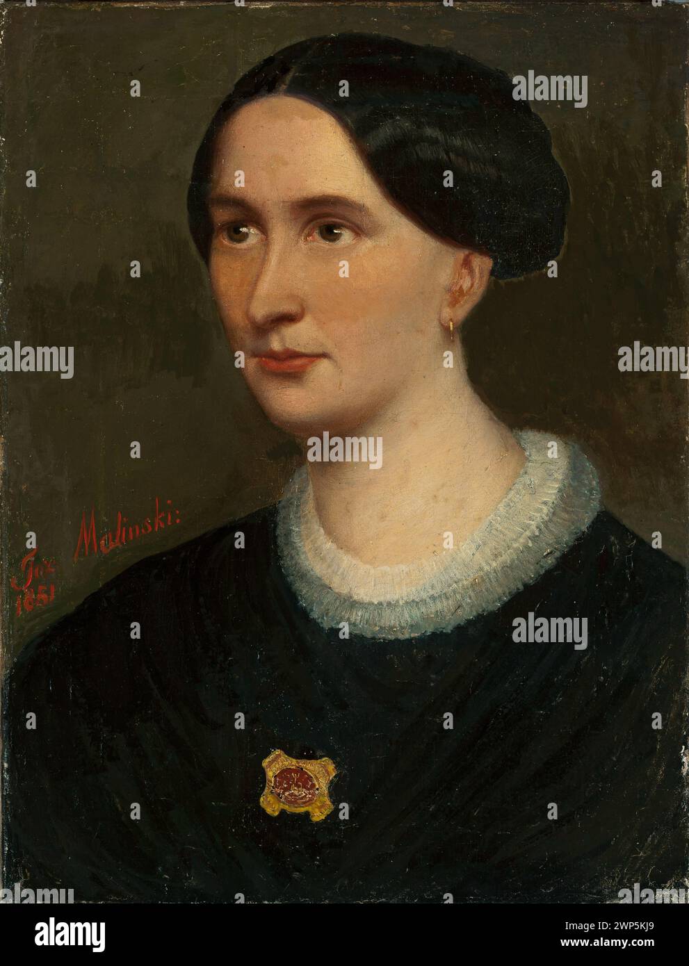 Ritratto di una donna dipinto nel 1851 da Józef Mali Ski, documentato con provenienza. Foto Stock