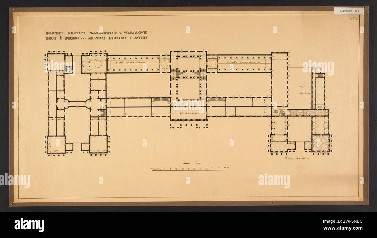 LXXXIV Competition è sbalordito dagli architetti per l'edificio del Museo Nazionale di Varsavia. Progetto n. 7. Throw and Pi Bagie Ski, Jan (1883-1967); 1924 (1924-00-00-1924-00-00-00); Museums (Archite), Projects Foto Stock