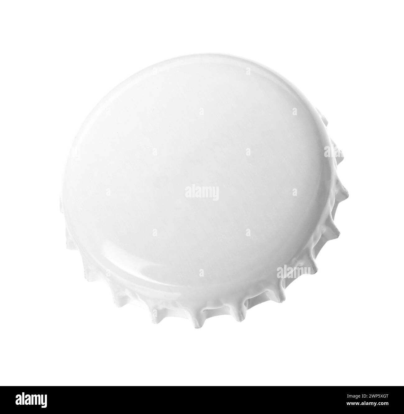 Un tappo in bottiglia di birra bianco isolato su bianco Foto Stock