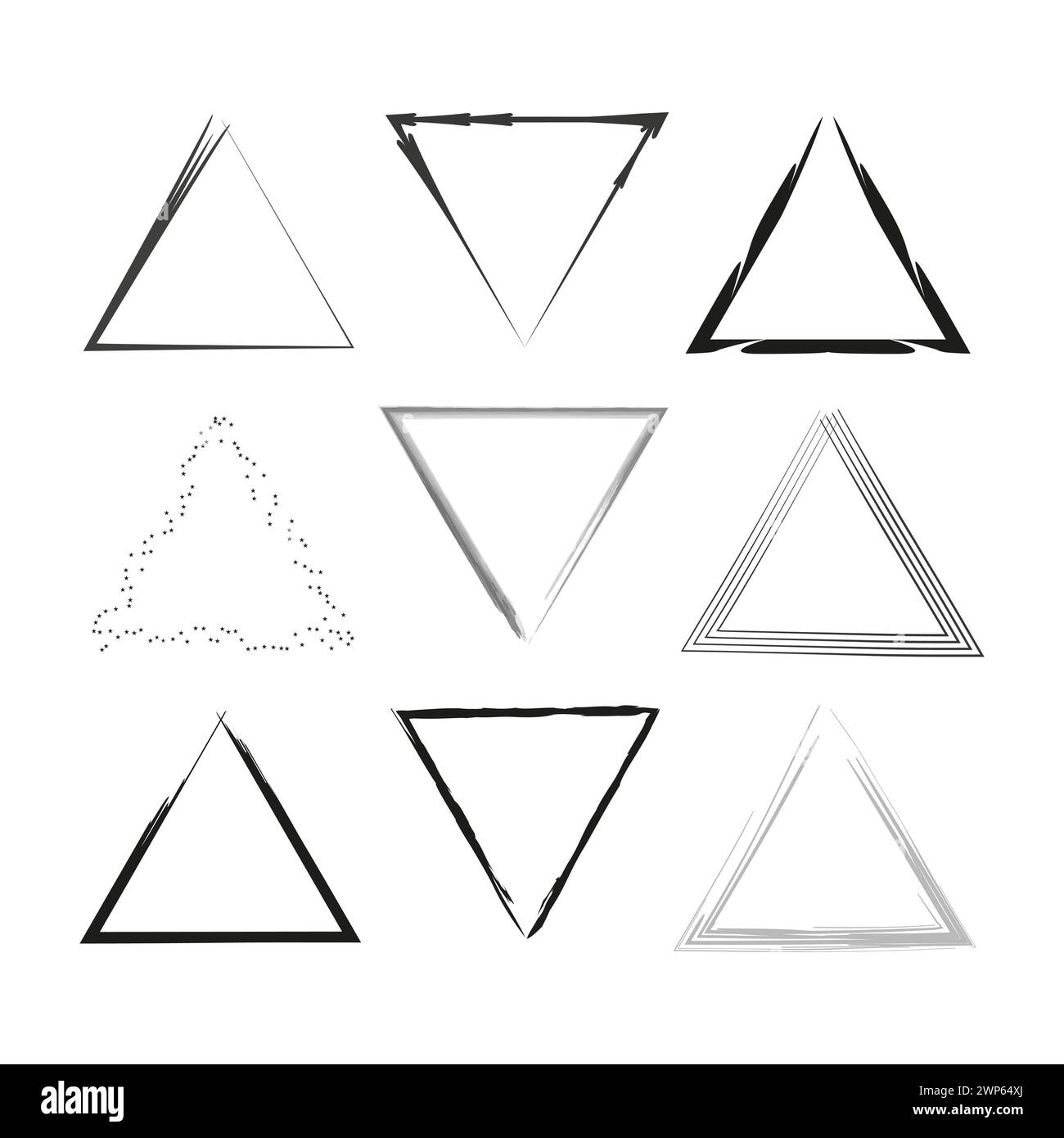 Set di icone triangolari. Varietà geometrica. Disegni astratti. Illustrazione vettoriale. EPS 10. Illustrazione Vettoriale