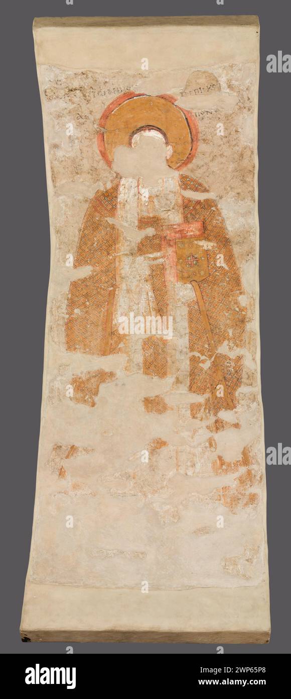 Dipinti murali a Faras, Sudan, raffiguranti San Giovanni Crisostomo (350-407), creati all'inizio dell'XI secolo, documentati durante gli scavi polacchi a Faras. Foto Stock