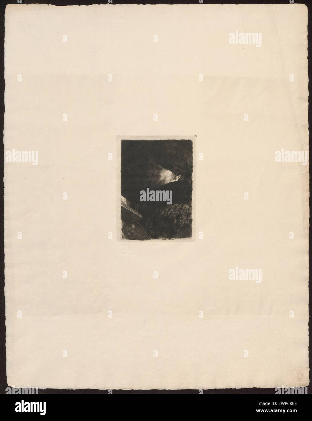 Incisione "Old Woman from Dachau, plate 7" di Wilhelm Leibl, 1892, raffigurante una donna anziana a Dachau, parte del portafoglio originale di Verein für-Radierung Munich, Matrix creato nel 1874, che illustra le tecniche di incisione dell'Europa settentrionale. Foto Stock