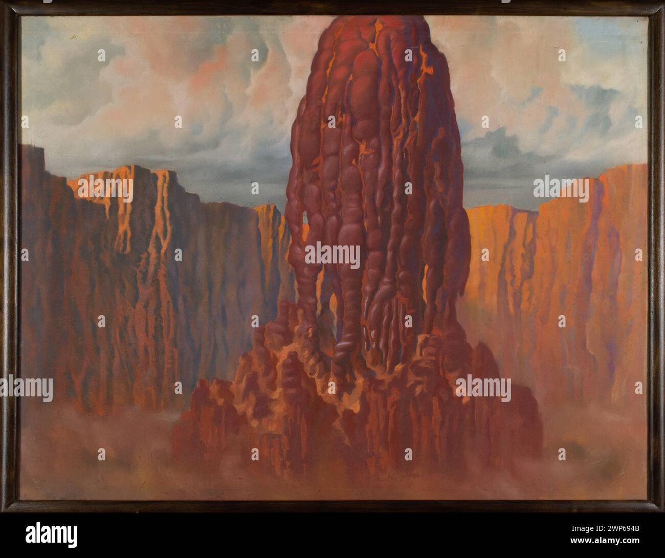 Un pastello del 1928 di Oskar Sosnowski che raffigura Santa Teresa di Gesù in un paesaggio polacco con rocce, illustrando fantastici motivi paesaggistici e provenienza registrata. Foto Stock