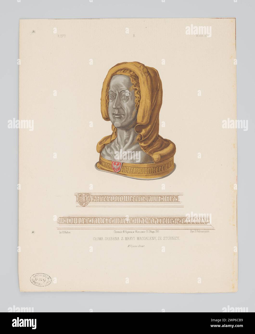 Illustrazione della sorella d'argento Maria Maddalena nata Stobnica, che mostra arte medalina dell'epoca rinascimentale dopo il XVII secolo in Polonia, documentata da Przedziecki e Rastawiecki, stampata da Fajans a Varsavia e Parigi, 1853-1855. Foto Stock