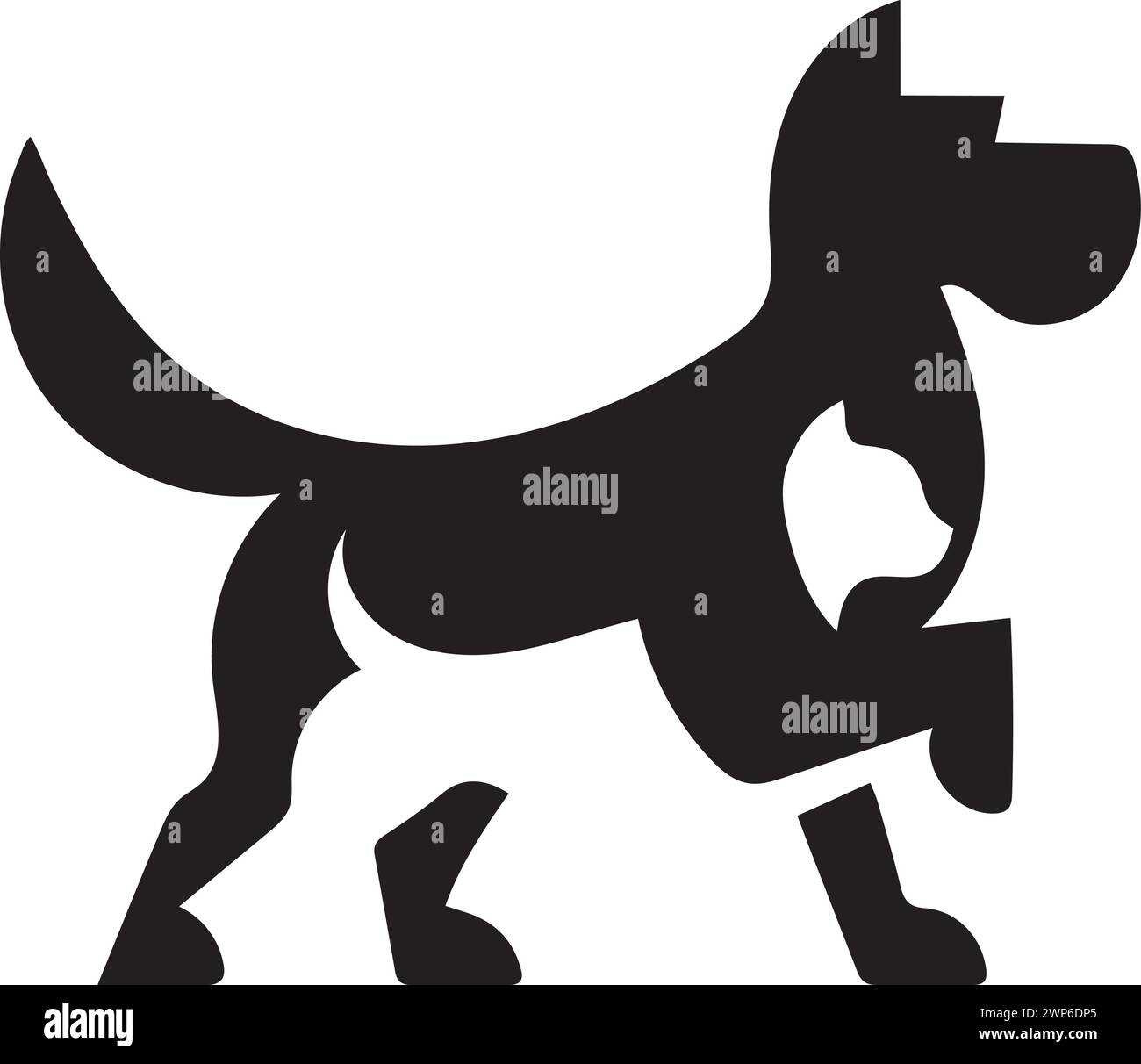 Illustrazione vettoriale con logo silhouette per cani e gatti, simbolo per la cura degli animali domestici isolato su sfondo bianco Illustrazione Vettoriale
