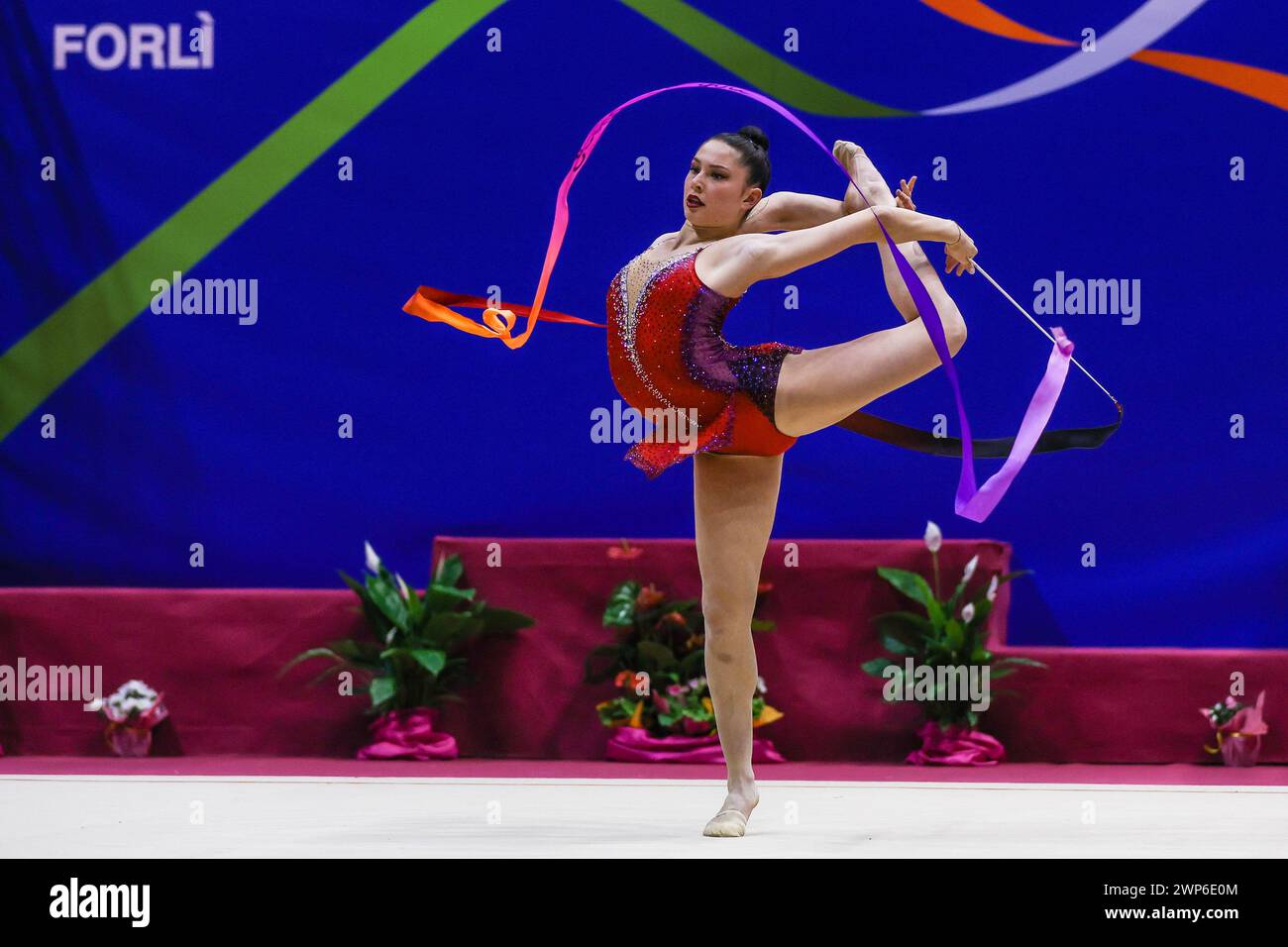 Milena Baldassarri della Ginnastica Fabriano in azione durante la ginnastica ritmica FGI serie A 2024 all'Unieuro Arena. (Foto di Fabrizio Carabelli/SOPA Images/Sipa USA) credito: SIPA USA/Alamy Live News Foto Stock