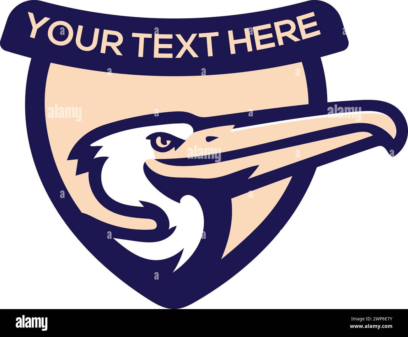 Logo Pelican Bird Shield – Mascotte modificabili per Branding e team Illustrazione Vettoriale