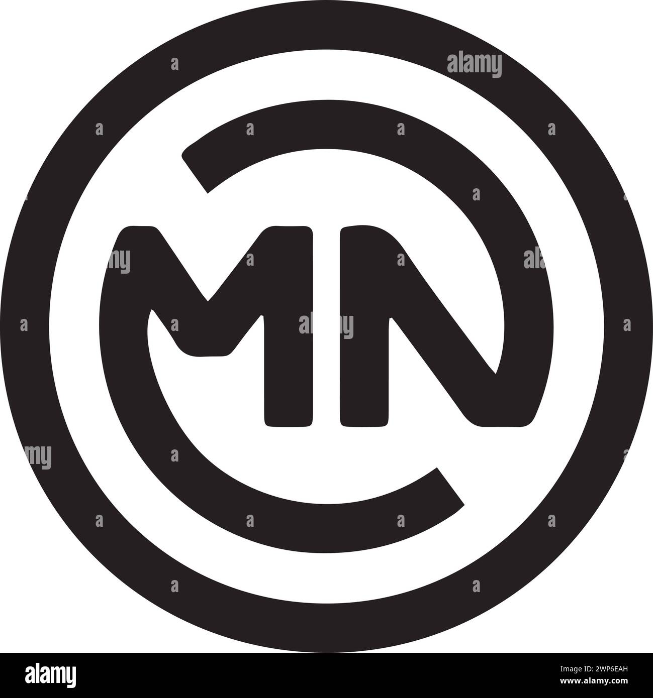 Logo monogramma MN: Moderno design minimalista Circle Vector Illustrazione Vettoriale