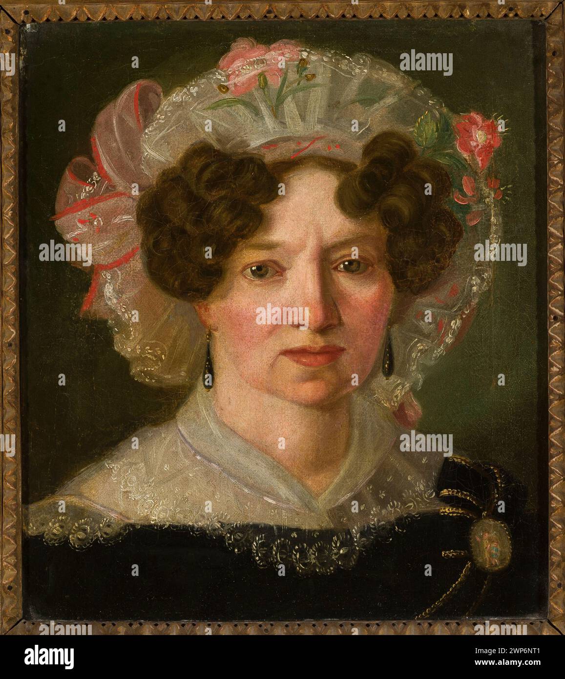 Ritratto di una signora in berretto; XIX secolo (1800-00-00-1899-00-00-00-00); berretto, donne, ritratti, ritratti femminili Foto Stock
