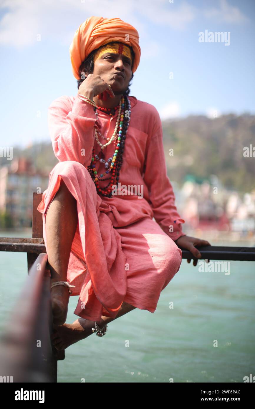 UN BABA AD HARIDWAR Foto Stock