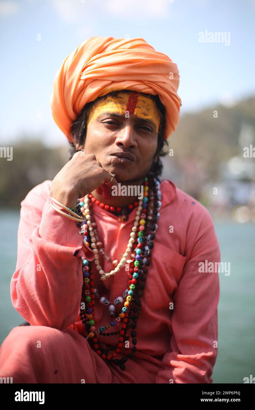 UN BABA AD HARIDWAR Foto Stock