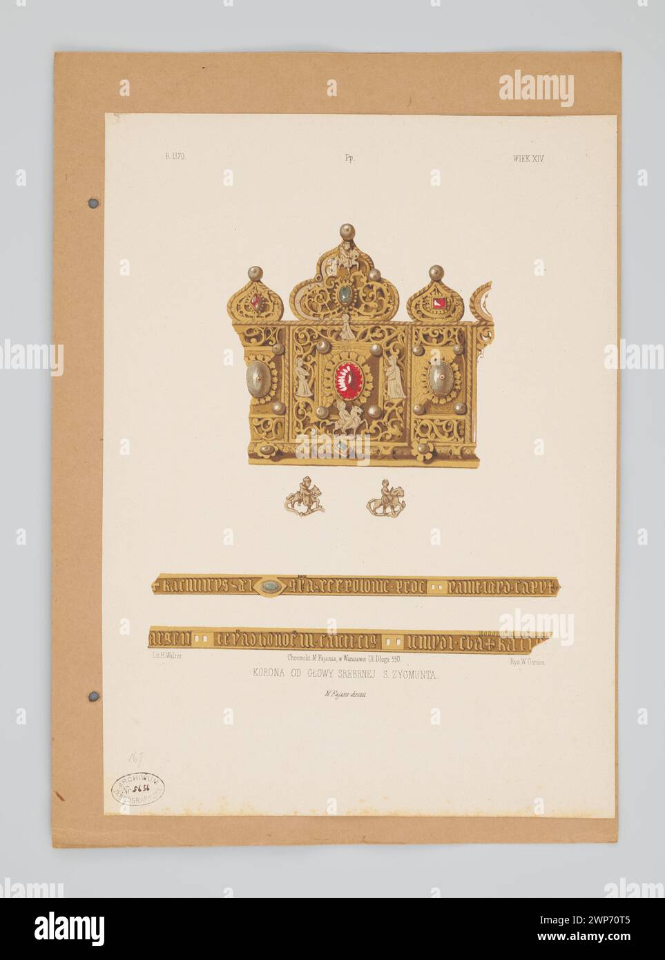 Illustrazione della corona di Silver Sister Zygmunt in P Ocko, parte delle arti medaline dell'età della rinascita dopo il XVII secolo, documentata da Przedziecki e Rastawiecki, stampata da Fajans a Varsavia e Parigi, 1853-1855. Foto Stock