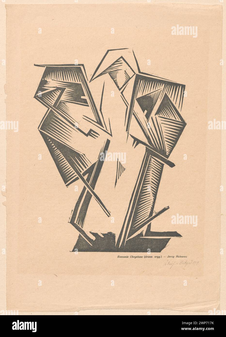 Dipinto espressionista 'Temptation of Christ' di Jerzy Hulewicz, 1919, raffigurante una scena biblica, parte del gruppo artistico della ribellione. Foto Stock