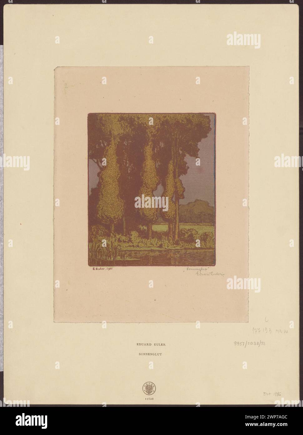 Illustrazione 'Sonnenglut' di Eduard Euler, prodotta alla Kunstdruckerei Künstlerbund Karlsruhe nel 1901. Foto Stock