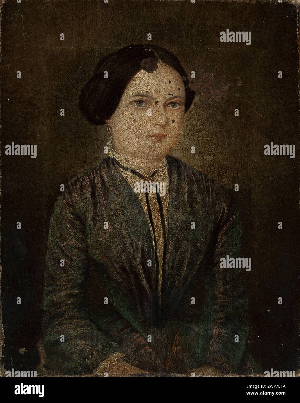 Ritratto di una giovane donna dipinto dopo il 1840 da un ignoto artista polacco, documentato come un dono di provenienza. Foto Stock