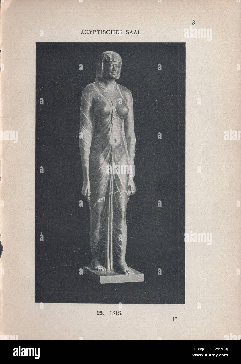 Adolf Furtwängler : Glyptothek 1907 / Illustrierter Katalog der Glyptothek König I. zu München di Ludwig / Kastner & Callwey, 1907 / Catalogo illustrato della Glitoteca di Re Ludovico i a Monaco di Baviera al 1907 / Ägyptischer Saal - sala egizia / Iside - Statua di Iside Antica - Statua di Iside Antica Glyptothek - dea principale dell'antica religione egizia Foto Stock