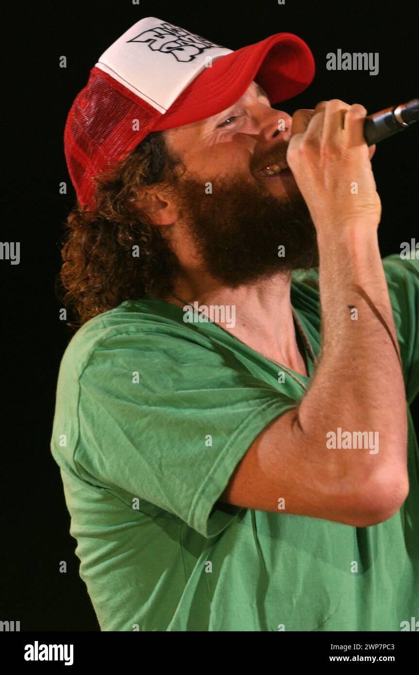 Torino Italia 04/06/2005: Jovanotti, cantante italiana, durante la trasmissione televisiva “Festivalbar 2005” Foto Stock