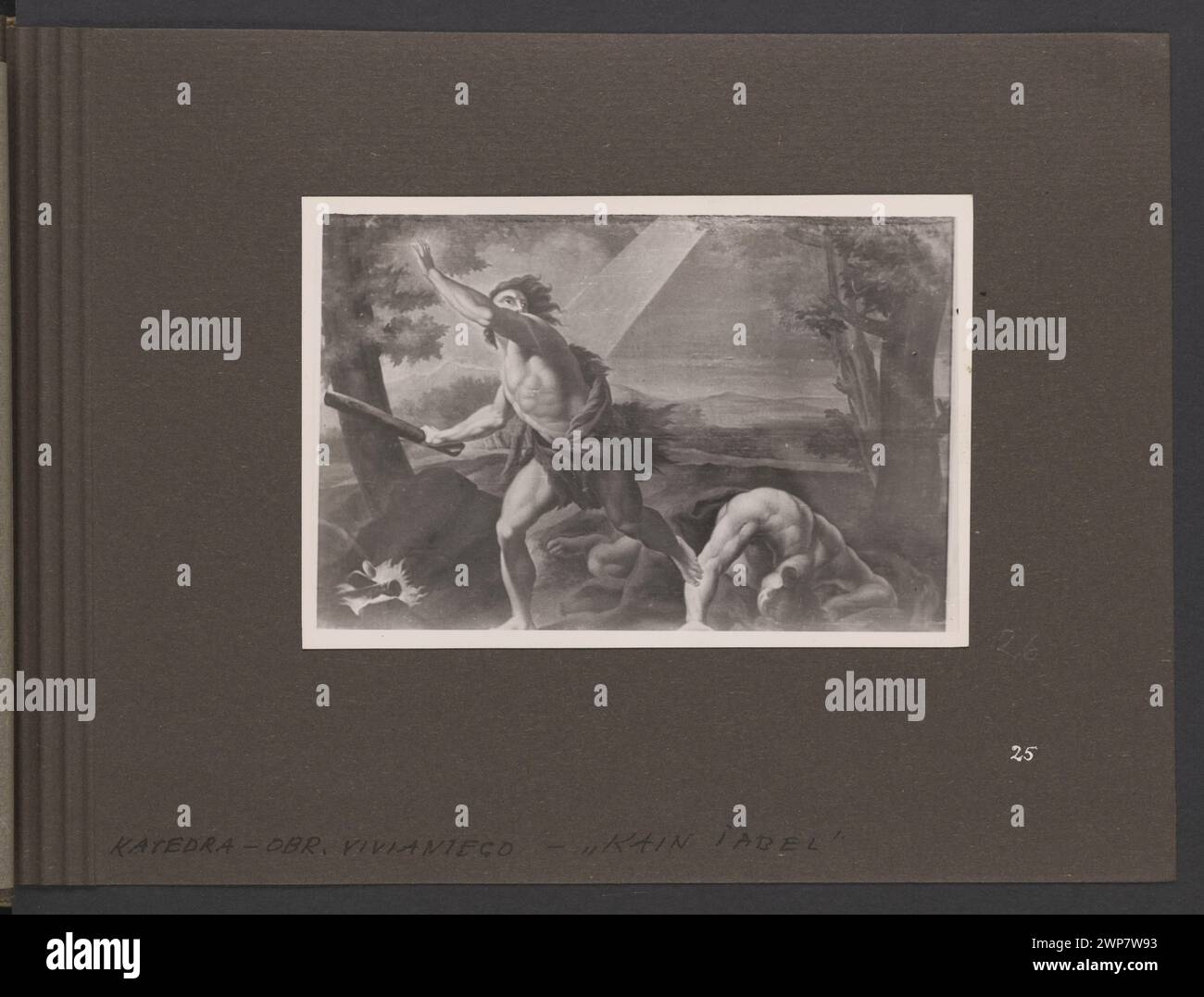 Fotografia di Caino e Abele dipinto di Konstanty Villani nella Cattedrale di Vilnius, conservata da Edmund e Bolesław Zdanowscy prima del 1939, che mostra opere d'arte narrativa biblica. Foto Stock