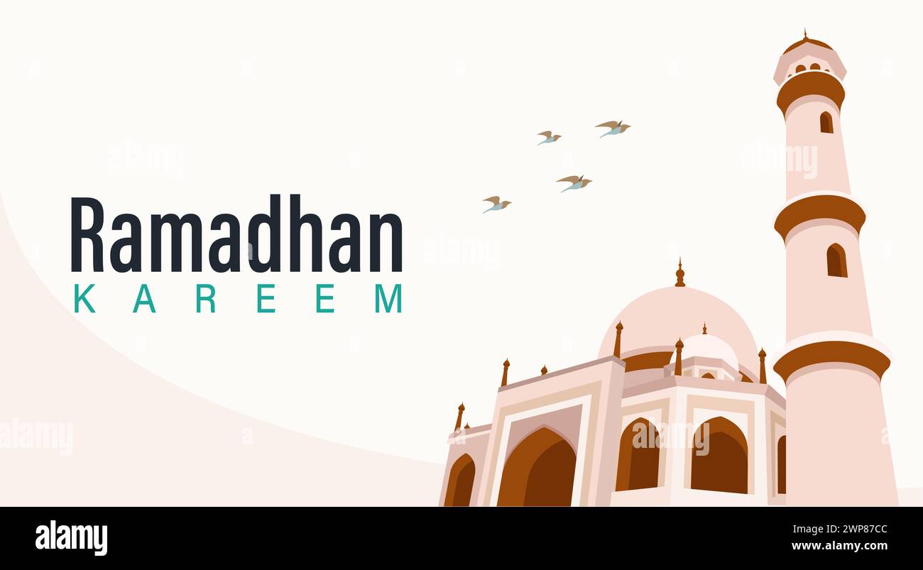 Ramadan Kareem Design con sfondo moschea illustrazione vettoriale Illustrazione Vettoriale