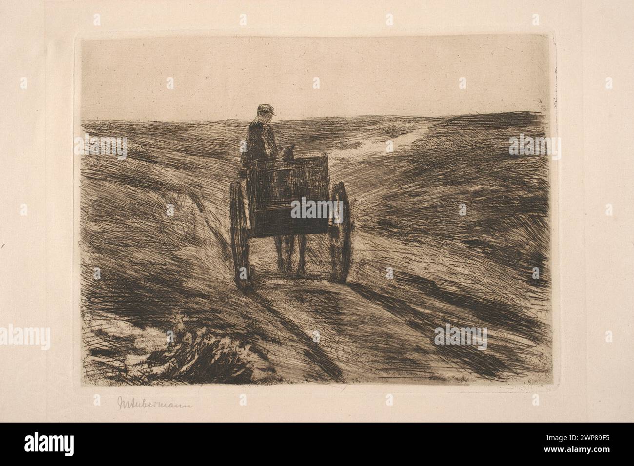 Le opere d'arte di Max Liebermann del 1900 mostrano un carro trainato da cavalli che si muove attraverso le dune costiere, combinando elementi paesaggistici e di trasporto in uno stile modernista, conservato nella collezione Schlesisches Museum der Bildenden Künste. Foto Stock