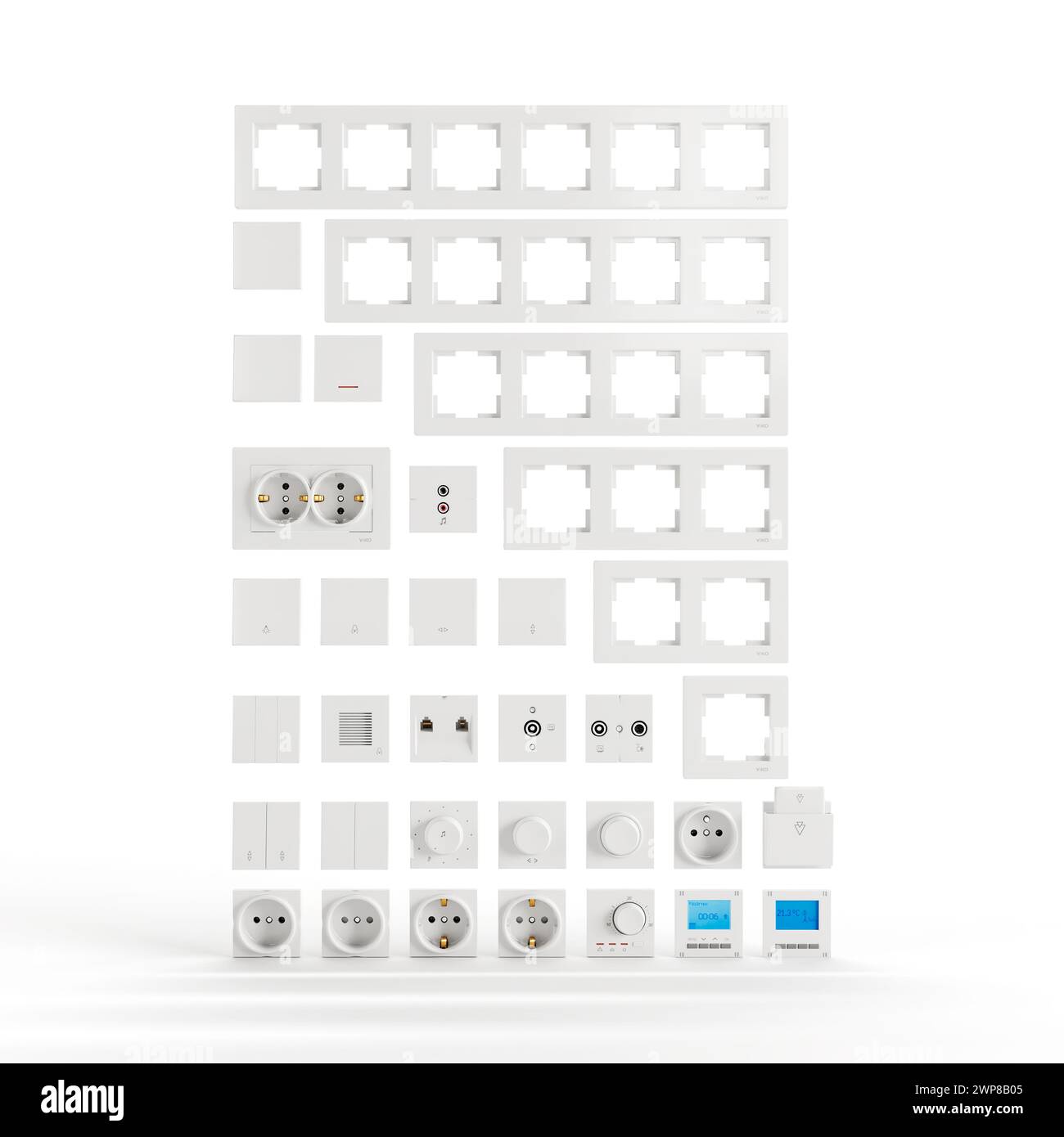 Rendering 3D di prese e spine in uno stile realistico Foto Stock