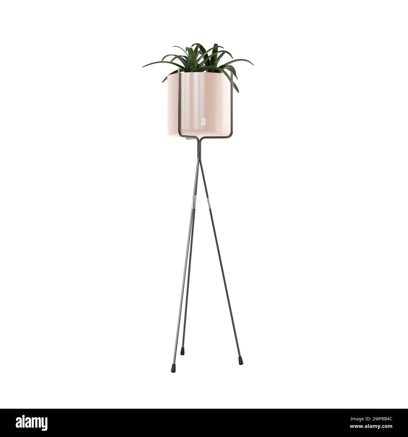 Rendering 3D di una piantana montata su palo con una pianta in vaso sulla parte superiore Foto Stock
