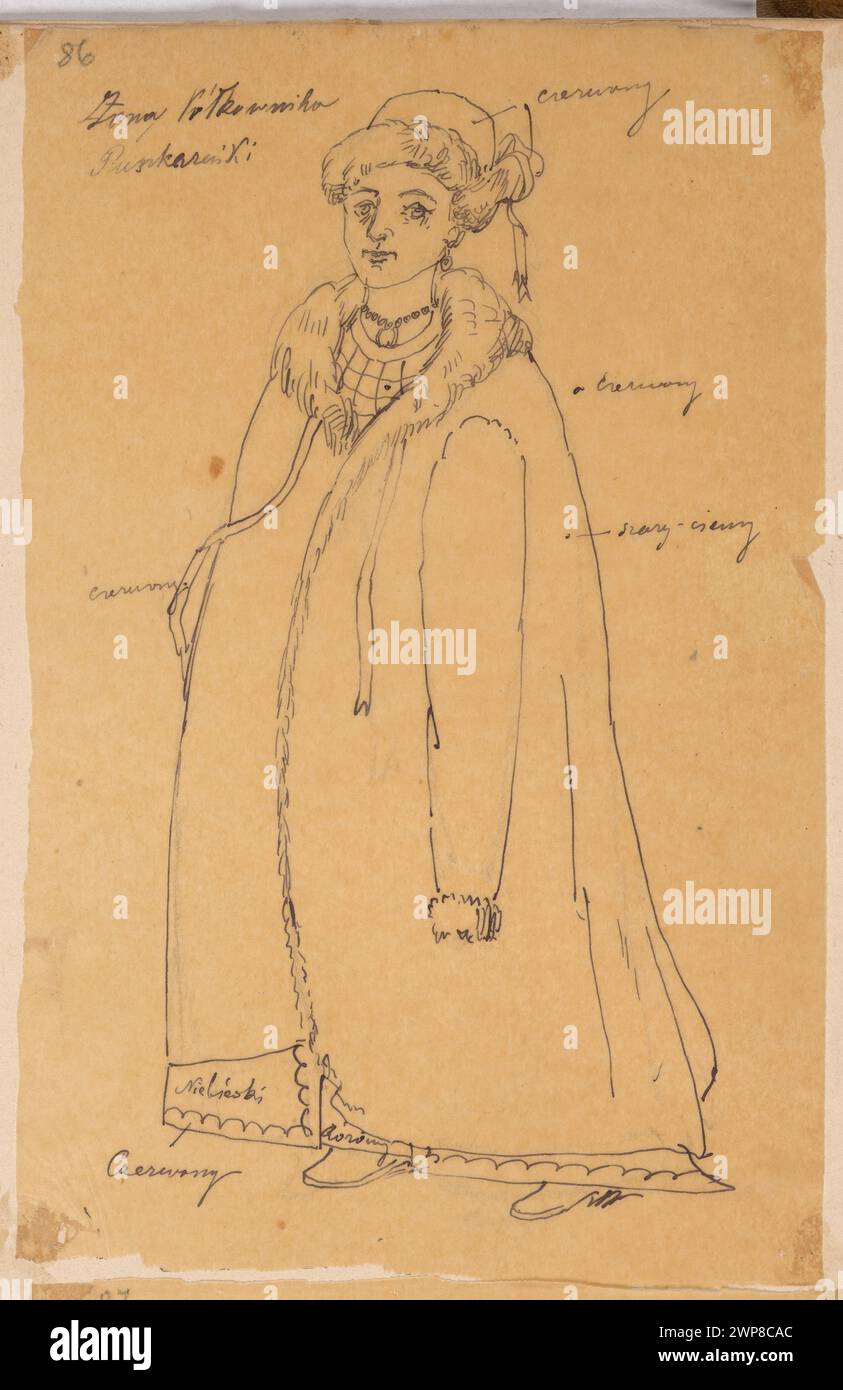 Illustrazione di Pucharenka, moglie di un colonnello cosacco, raffigurata in abbigliamento ucraino del XVIII secolo, enfatizzando lo status sociale e il rango nobile. Foto Stock