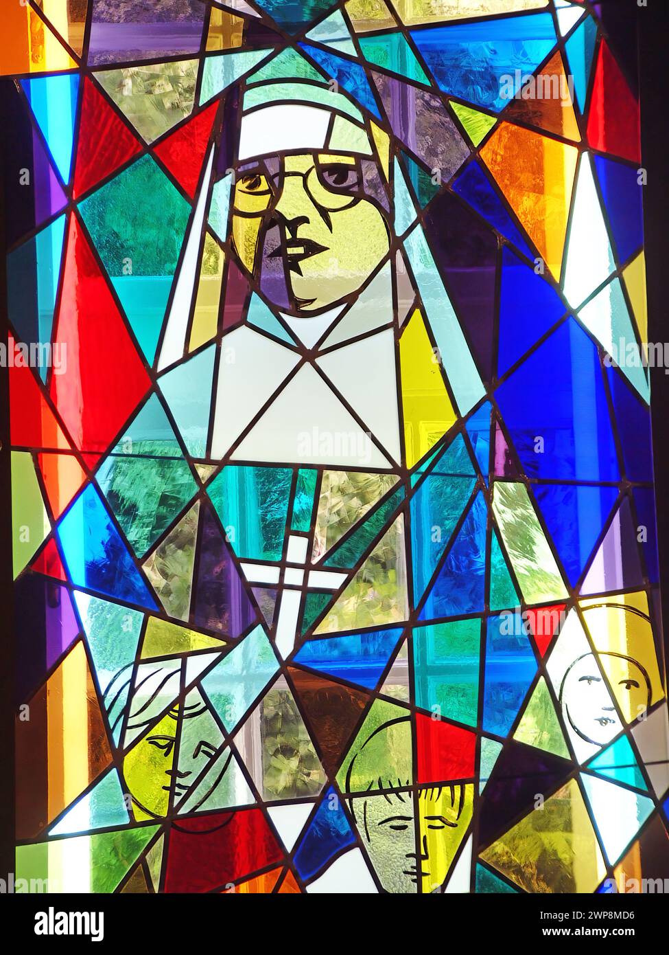 Beata Maria di Gesù Crocifisso Petkovic, vetrata nel Monastero delle Figlie della Misericordia a Sestine, Zagabria, Croazia Foto Stock
