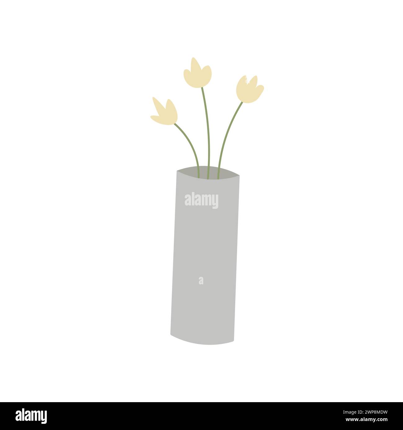 Illustrazione vettoriale del fiore giallo nel vaso di vetro. Illustrazione Vettoriale