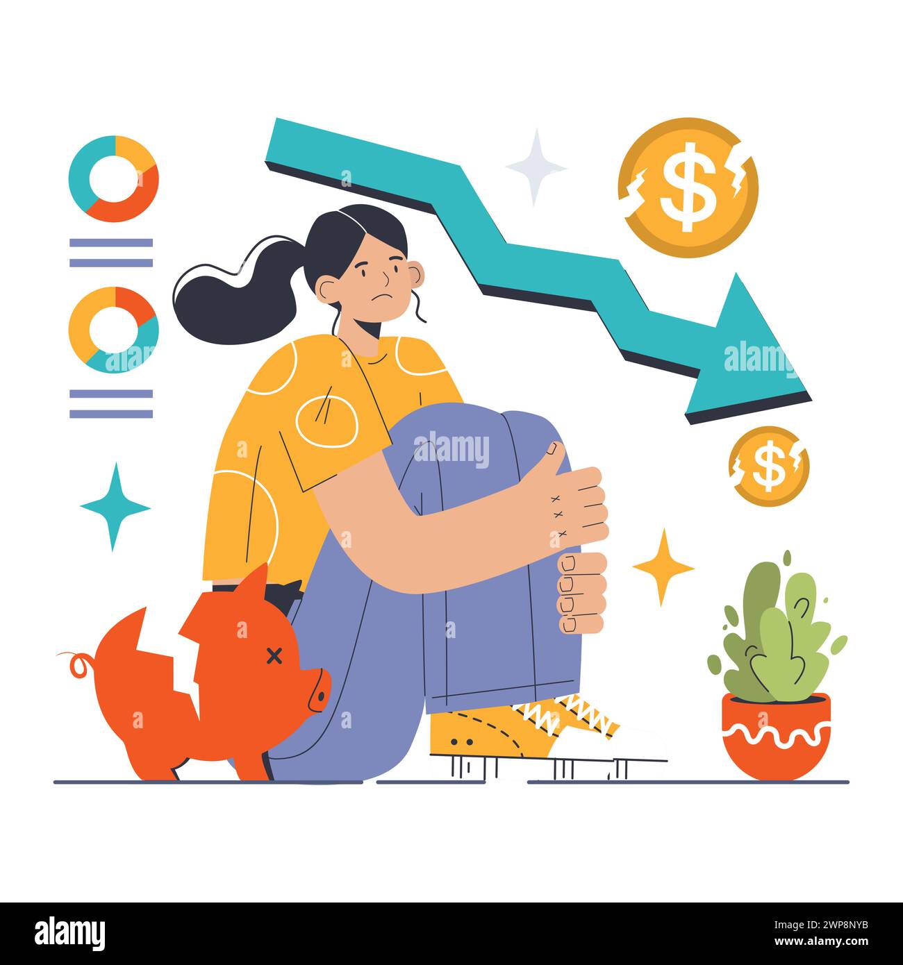 Gestione del debito. Organizzazione, monitoraggio e pagamento dei debiti. Pianificazione finanziaria e definizione del budget. Sviluppo della strategia di pagamento. Illustrazione vettoriale piatta Illustrazione Vettoriale