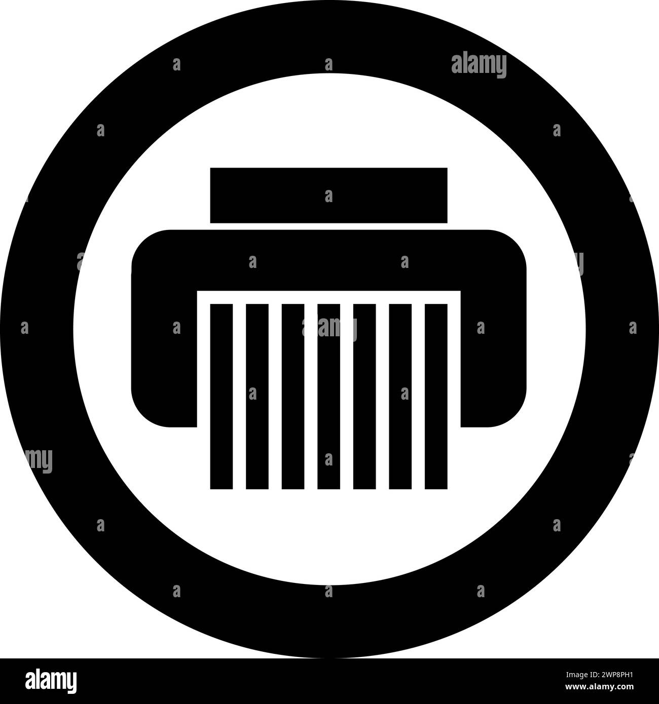 Tritadocumenti Rettifica per documenti strumenti da ufficio icona circolare nera immagine vettoriale a colori tinta unita stile semplice Illustrazione Vettoriale