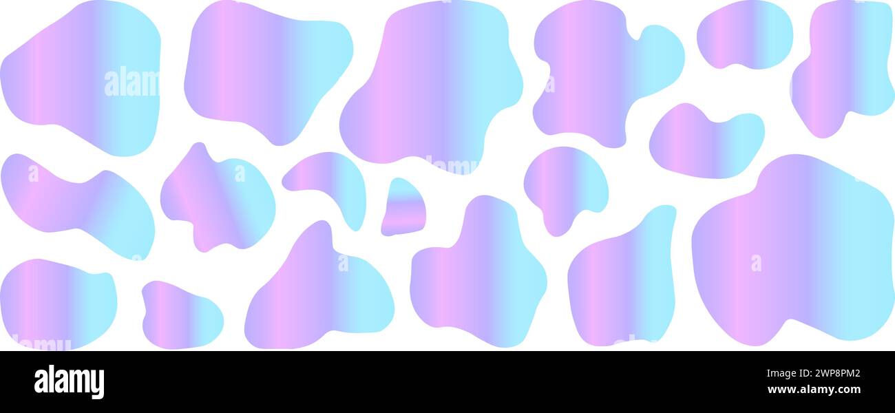 Set di forme organiche olografiche. forme liquide, elementi grafici. Illustrazione vettoriale Illustrazione Vettoriale