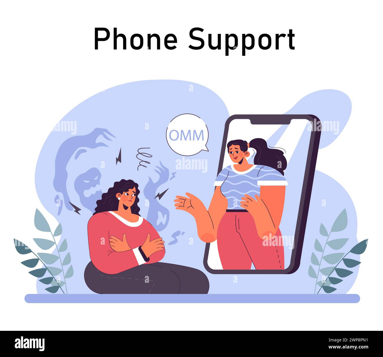 Attacco di panico. Disturbo di salute mentale. Fobia, frustrazione e sollecitazione costante. Psicoterapia e idea di supporto emotivo. Illustrazione vettoriale piatta Illustrazione Vettoriale